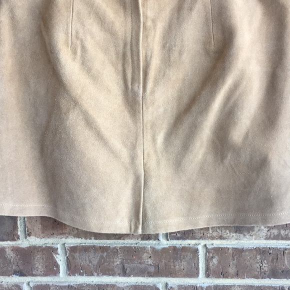 NWOT Topshop Tan Genuine Suede Skirt - Picture 6 of 8
